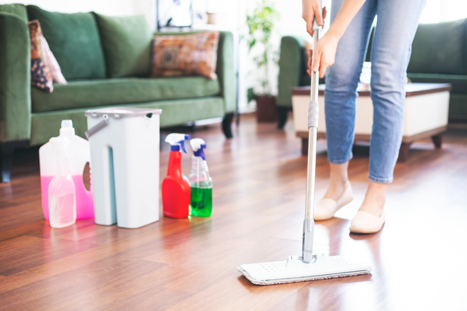 woman mopping floors