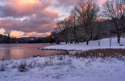 lake with snow