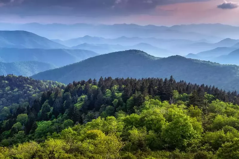 North Carolina mountains at sunset