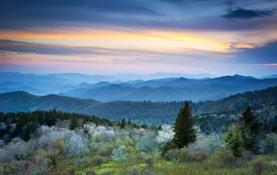 Beautiful sunset over mountains