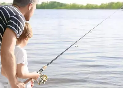 dad and son fishing