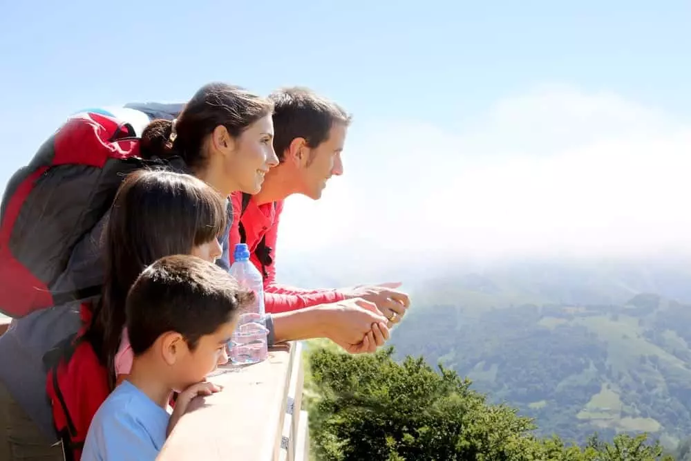 A family enjoying the mountains near our cabins in Murphy NC.