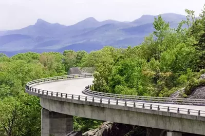 Scenic photo of the Blue Ridge Parkway during the spring