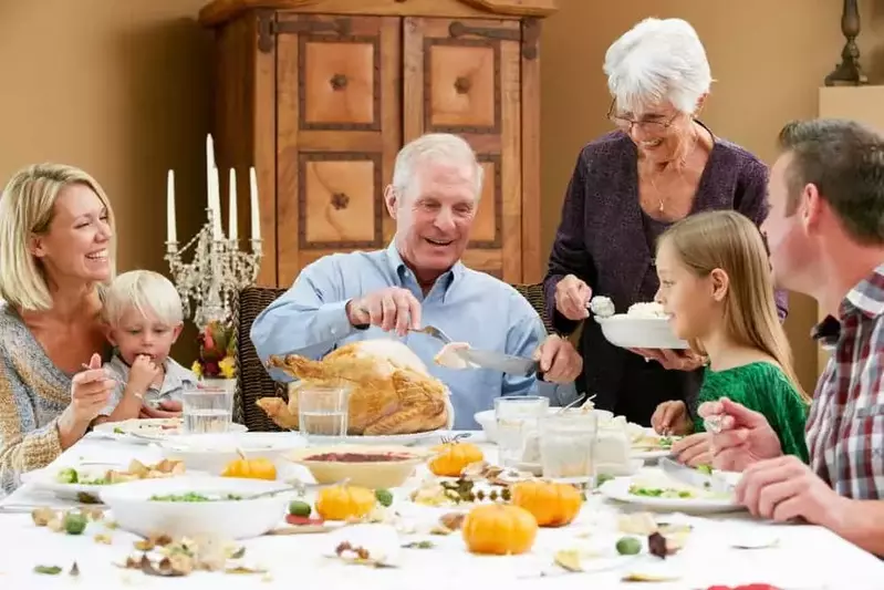 Family celebrating Thanksgiving