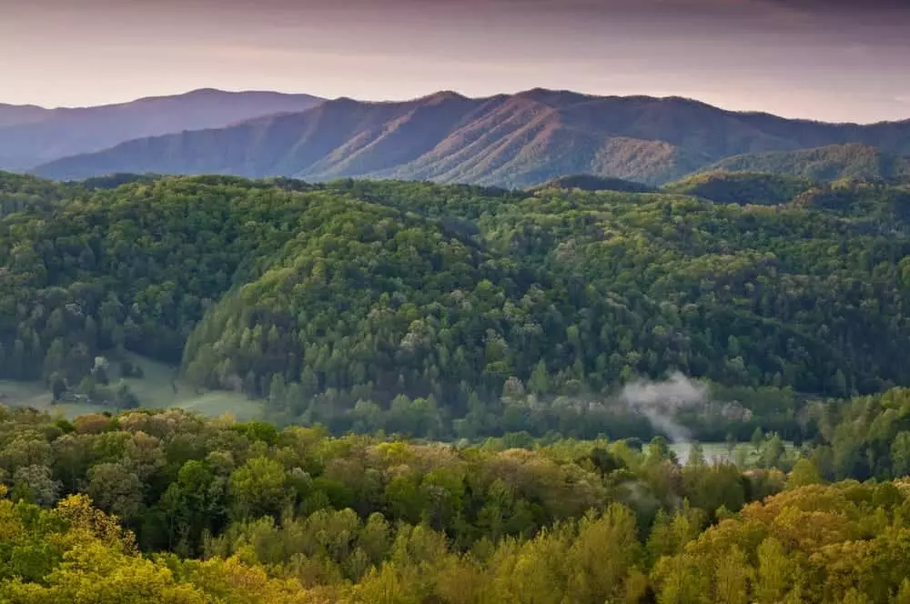 sunrise in the smoky mountains