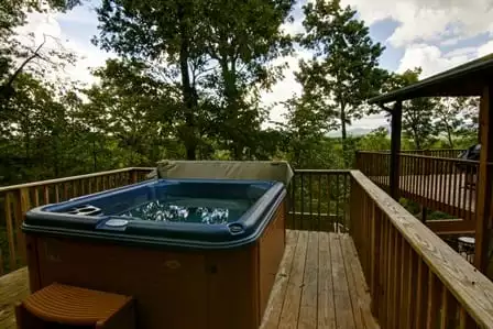 hot tub overlooking mountains