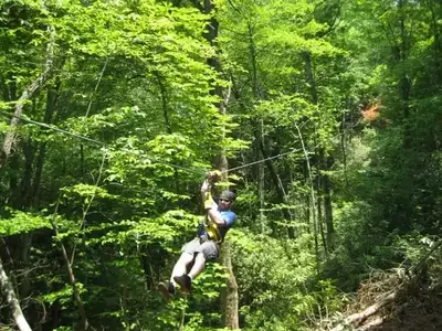 A man ziplining near Murphy NC.